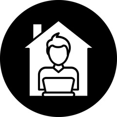 Poster - Man Working at Home Icon Style