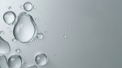 Poster - water drops of transparent gel serum on gray background : Generative AI