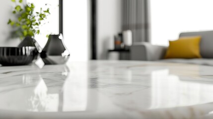 Poster - table mable in living room design for background : Generative AI