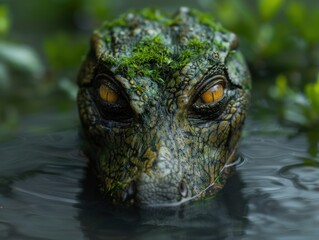 Sticker - Closeup of a crocodile's face in the water