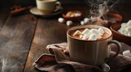 Wall Mural - Cozy winter hot chocolate with marshmallows