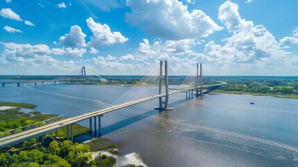 aerial view of talmadge memorial bridge on a sunny day the talmadge memorial bridge is a bridge span