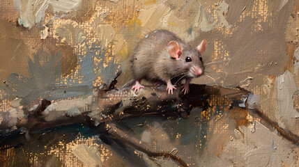 cute gray little mouse gray rat closeup veterinarian consultation rodent specialist smart rodent rat pet, little pet rat in the environment on blurred background
