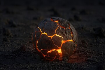 Wall Mural - Glowing molten rock sphere