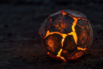 Sticker - Glowing lava rock sphere in dark environment