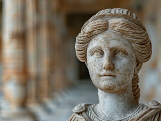 Canvas Print - ancient greek statue head close-up