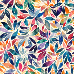 Wall Mural - watercolor flower and leaves seamless pattern,pattern for beauty products,colorful floral watercolor seamless pattern,generative ai