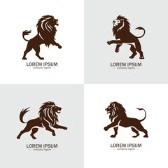 Poster - Set of Abstract aggressive lion silhouette logo icons, with a white background for your company, the leo king mane logo design ideas