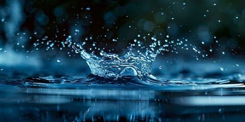 Wall Mural - Blue water wave splashing drops Abstract image on isolated background. Concept Blue Waves, Water Splashes, Abstract Image, Isolated Background