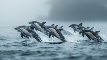 Canvas Print - Dolphins are swimming in the ocean