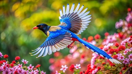 Red billed Blue Magpie bird