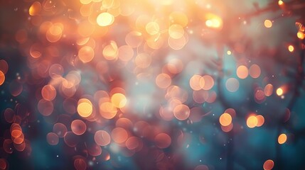 Wall Mural - Abstract festive background with warm and cool toned bokeh lights. Perfect for holidays, celebration, and special occasions.