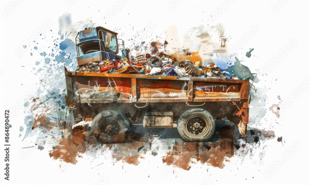 Scrap Ruer Recycle, scrap and rust on skip in junkyard for sorting, garbage and ...