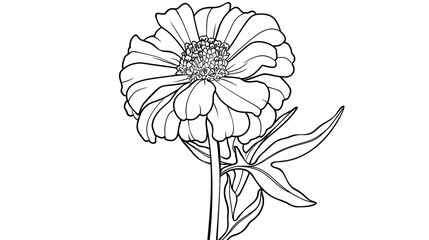 Cartoon marigold flower, outlined for coloring, on a white background.