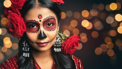 Wall Mural -  Halloween female skull makeup