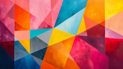 Wall Mural - Design a colorful geometric abstract artwork with overlapping shapes and bright, bold colors Red, orange, and yellow tones create a lively composition