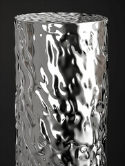 there is a glass vase with a silver design on it