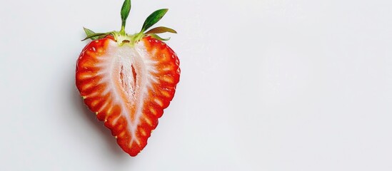 Sticker - Half-sliced Juicy Strawberry on White Background