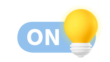 Canvas Print - PNG On light bulb 3D icon, transparent background