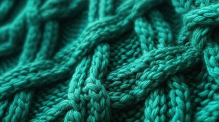 Wall Mural - Closeup of a Knitted Fabric with a Teal Hue