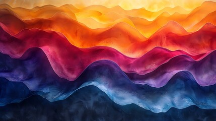 Canvas Print - Modern art mural featuring color gradient waves, smooth flowing waves of colors transitioning into each other.