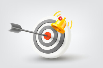 Aufkleber - Dartboard with ringing bell. Vector 3d illustration