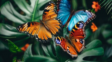 Canvas Print - Exotic Butterflies in Tropical Forest