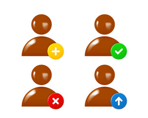 Aufkleber - African race human icon set with different pictograms. 3d vector clipart