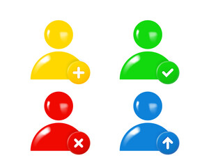 Aufkleber - Color human icon set with different pictograms. 3d vector clipart