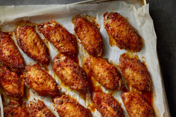 Canvas Print - baked crispy chicken wings