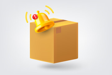 Aufkleber - Package with notification bell. 3d vector illustration