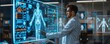© ImagePulse - Doctor conducting full body scan on patient with futuristic digital screens, health checkup, medical technology