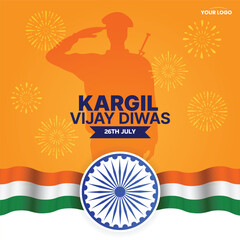 Canvas Print - Kargil Vijay Diwas celebration concept, banner, poster, post, greeting vector illustration