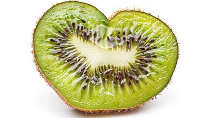 Heart shaped kiwi isolated on a white background