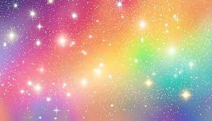 Wall Mural - colorful rainbow texrure bright stars light up the night sky. this space scene features a vibrant ra