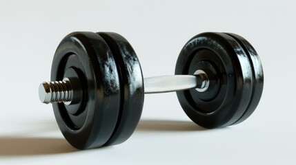 Wall Mural - Two dumbbells placed on top of each other, possibly used for weightlifting or exercise