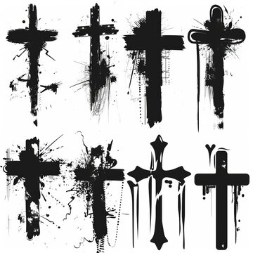 Cross icon, christianity religion symbol, christian sign, cross shape, church emblem, catholicism symbol