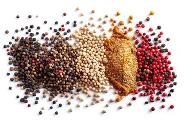Wall Mural - A collection of various spices arranged on a white surface