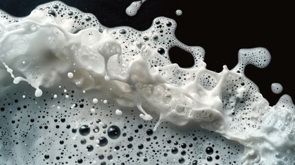 Sticker - A close-up shot of a foamy substance on a black surface