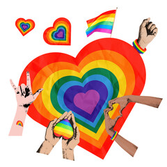 Sticker - LGBTQ love png sticker, mixed media transparent background