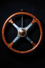 Wall Mural - a detailed view of a car's steering wheel on a dark background