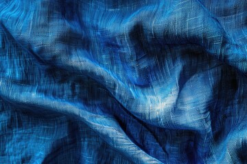 Wall Mural - A close-up view of blue fabric lying on a table