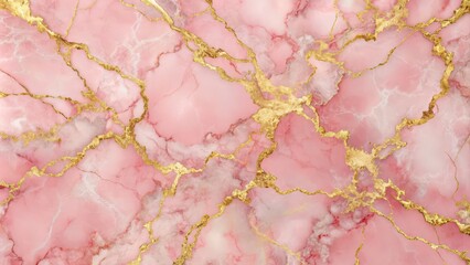 Poster - Pink marble with gold vein background perfect for luxurious and elegant designs, marble, pink, gold, vein