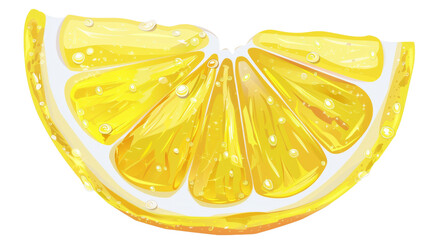 Fresh lemon slice illustration with vibrant yellow color and detailed texture, perfect for food, drink, and summer-themed projects. Isolated on transparent background.