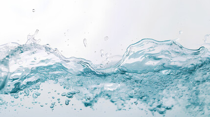 Poster - Blue water swirl splash with little bubbles isolated on clear white background, liquid flowing in form of wave