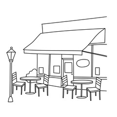 Wall Mural - PNG coffee shop doodle illustration, transparent background