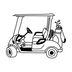 Sticker - PNG golf cart doodle illustration, transparent background