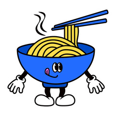 Poster - Retro ramen noodle png, cartoon illustration, transparent background