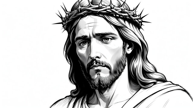 Sketch of Jesus Christ on white background