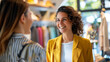 © AiDesign - Female fashion clothing boutique manager sales assistant smiling and greeting customer in Retail shop